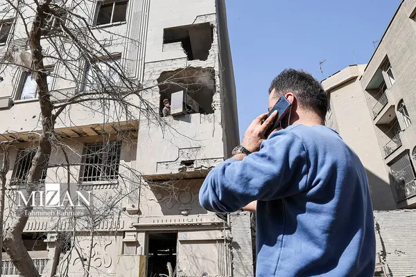 آثار حمله هوایی به خیابان ملک الشعرای بهار