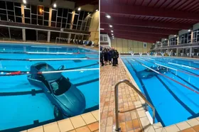 (عکس) اشتباه عجیب یک مادر؛ خودرو همراه با کودک ۵ ساله به داخل استخر سرپوشیده سقوط کرد!