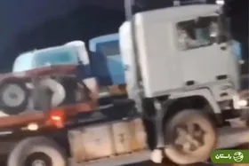 ویدئو | فرار دیوانه‌وار تریلی از ایست و بازرسی هرمزگان