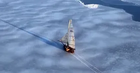 (ویدئو) تصاویر دیدنی از حرکت قایق روی خلیج یخ‌بسته