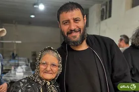 عکس | داوود اشرف (جواد عزتی) و مادرش در پشت صحنه سریال وحشی