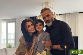 عکس خانوادگی صبا تاجیک و علیرام نورایی پای سفره هفت‌سین