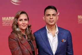 (عکس) استایل شیک پیمان معادی و همسرش روی فرش قرمز جشنواره مراکش