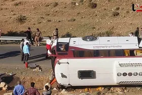 حادثه وحشتناک برای یک اتوبوس در شیراز