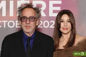 مونیکا بلوچی و تیم برتون دست در دست هم روی فرش قرمز