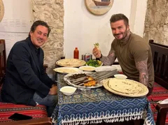 (ویدئو) دیوید بکام در رستوران ایرانی نان پخت و کباب خورد