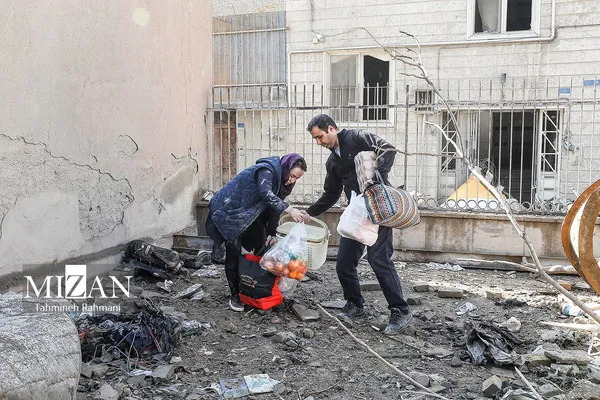 آثار حمله هوایی به خیابان ملک الشعرای بهار