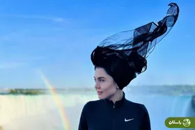 تصاویر خاص و متفاوت آزاده زارعی بازیگر سریال آوای باران کنار آبشار نیاگارا