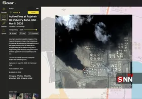 تصاویری از آتش‌سوزی در تاسیسات نفتی امارات