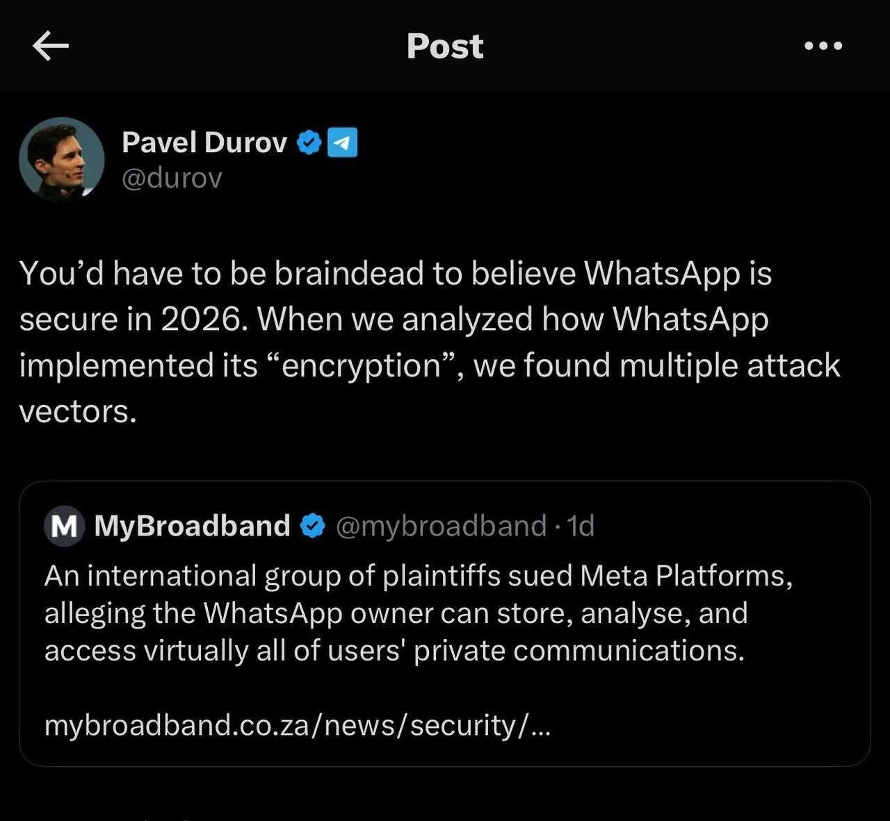 توییت مالک تلگرام