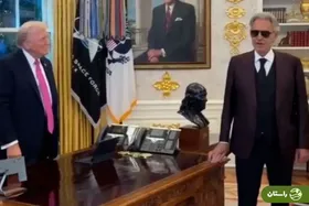 (ویدئو) آندریا بوچلی در دفتر بیضی برای ترامپ خواند