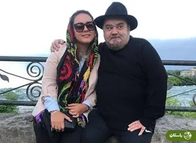 عکسی از موتورسواری اکبر عبدی و همسرش