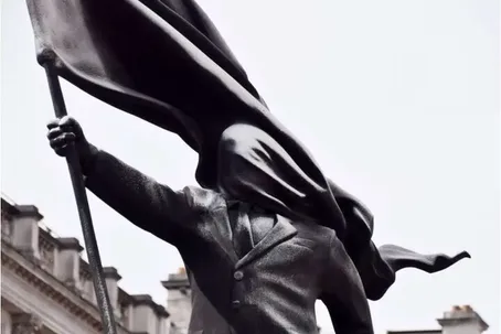 «بی‌چشم از پرچم» اثر جدید بنکسی؛ مردی کت‌و‌شلواری که با پرچم خودش کور شده است!