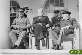 عکس | تونل زمان؛ خوش و بش دختر چرچیل با استالین در جریان کنفرانس سران متفقین در تهران، پاییز ۱۳۲۲